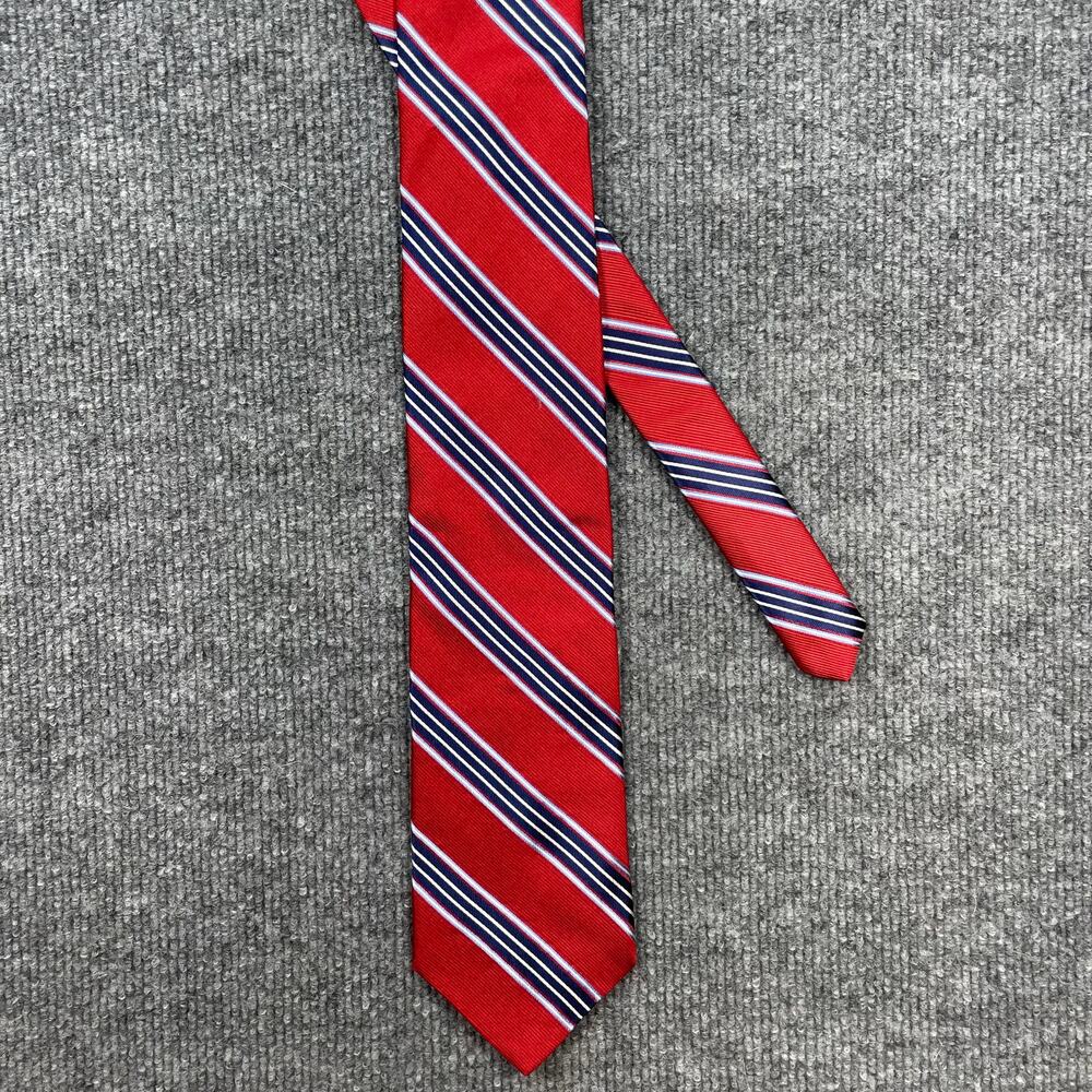Nautica REPP Tie Red/Blue/Gold Striped All Silk USA Made 3.5" X 58"